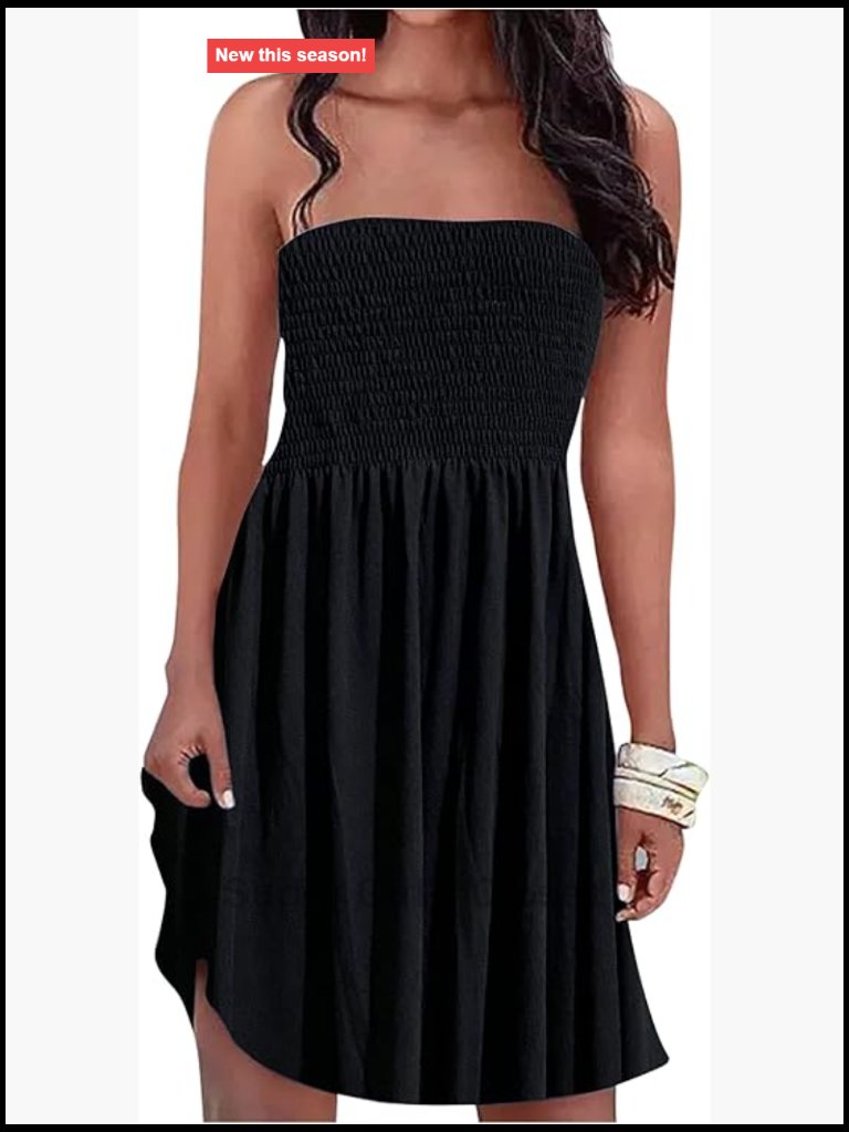 Women's Spaghetti Strap Smocked A-Line Mini Sundress Beach Cover Up